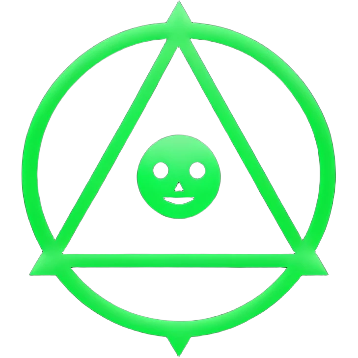 Emoji, dark futuristic occult sigil, symmetrical geometric shape, black metal, gothic cyber aesthetic, minimal flat design, sharp edges, centered, transparent background emoji