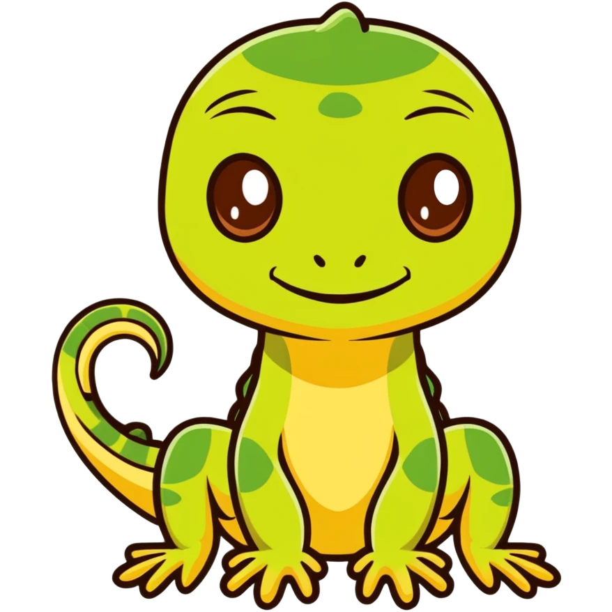Gecko with dirtyblond hair, and brown eyes emoji