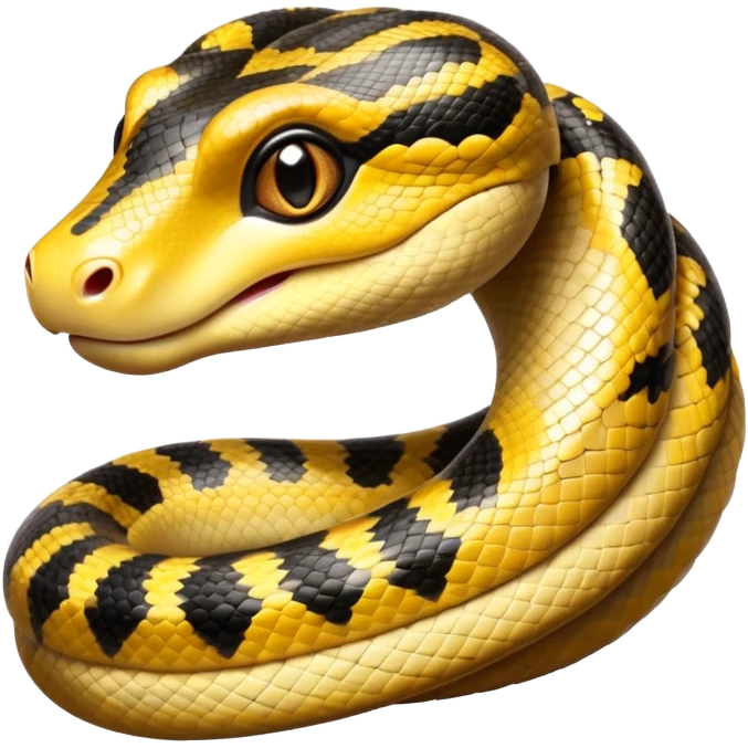 cinematic-cute-anaconda-portrait-emoji,-head-tilted-playfully-and-inquisitively,-with-a-sleek,-shimmering-body-adorned-with-detailed-scale-sriped patterns-and-round,-sparkling-eyes-full-of-wonder,-simplified-yet-irresistibly-adorable-features emoji