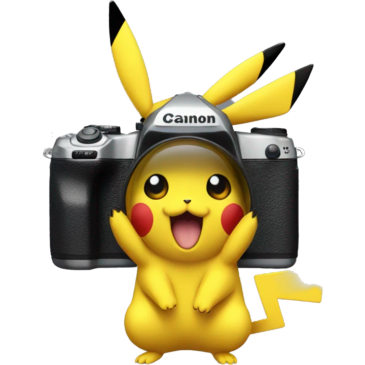 pikachu with Canon M50 camera emoji