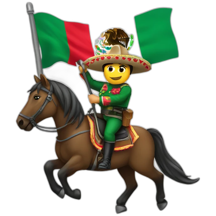 Mexican soldier on horse and flag emoji