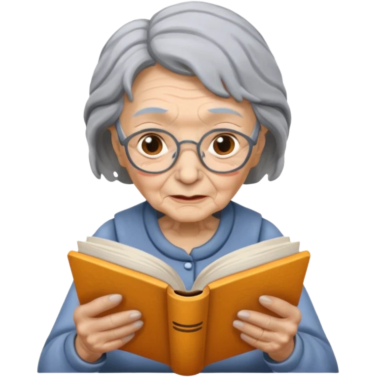 old woman read book emoji