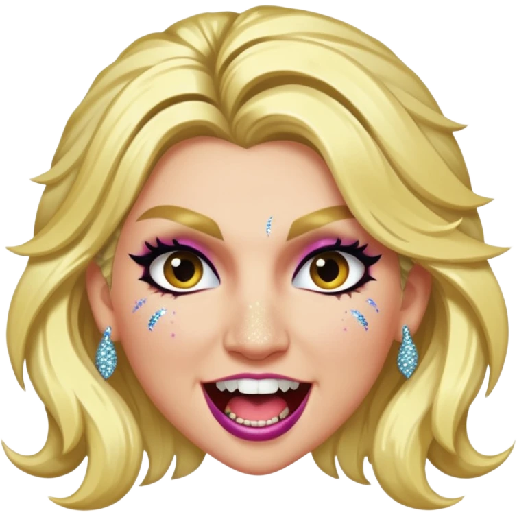 ke$ha with glitter making a snarling fun face emoji