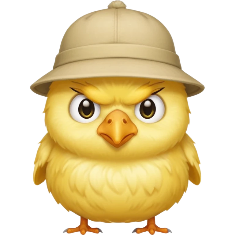 a grumpy chick wearing a hat emoji