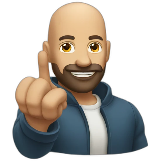 bald man with beard with finger up emoji
