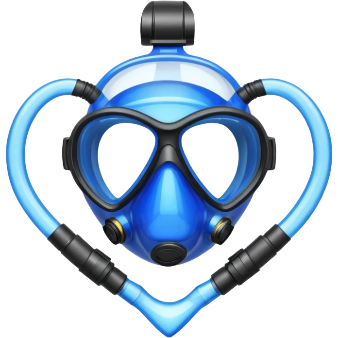 A blue heart made of clear, transparent water with a scuba mask emoji