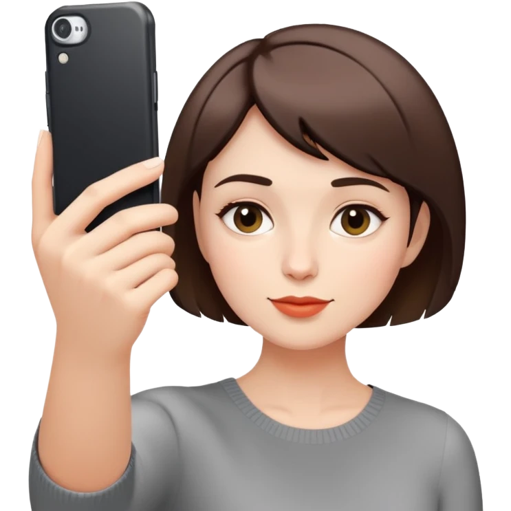 woman taking a selfie, short hair emoji