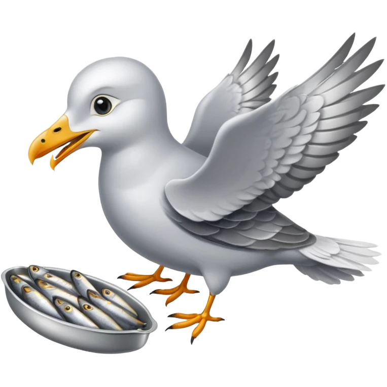 Seagull eating sardines emoji