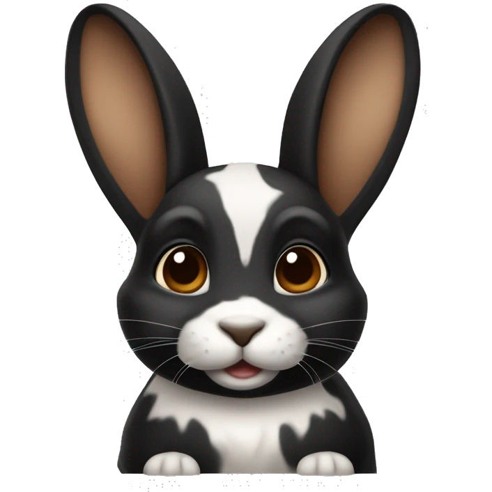 Harlequin rabbit breed black and dark brown sitting emoji