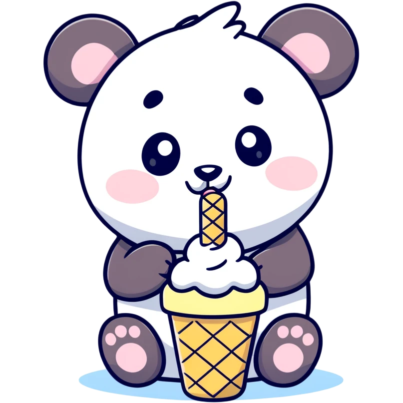 Panda eating ice cream emoji
