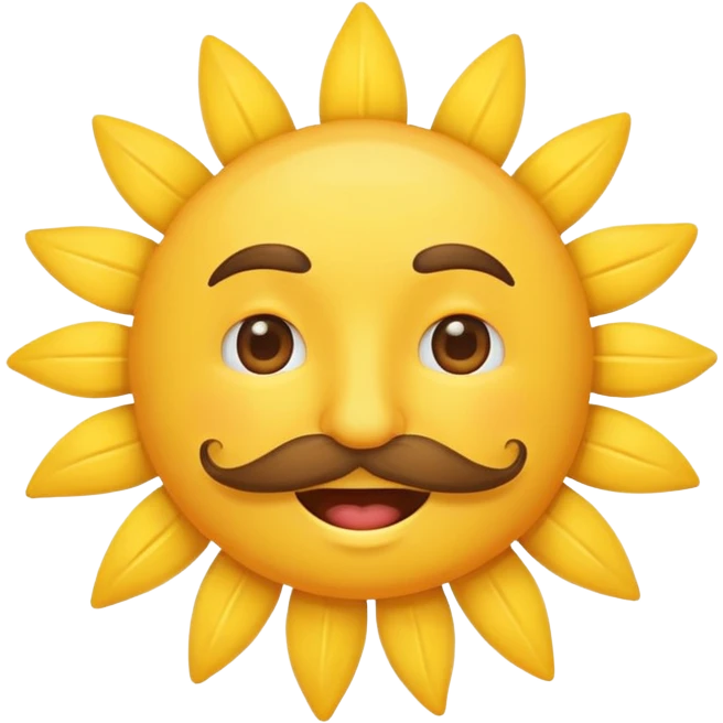sun with mustache with no smile no brows emoji