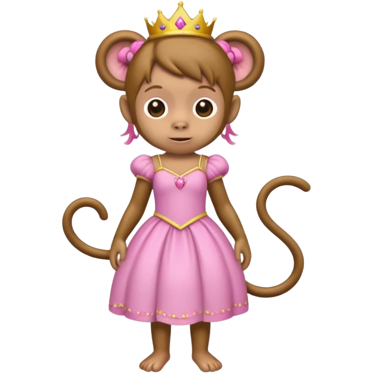 a monkey with braces, whereing a pricess dress, and pigtails emoji
