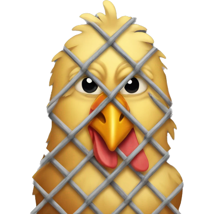 A chicken in jail emoji