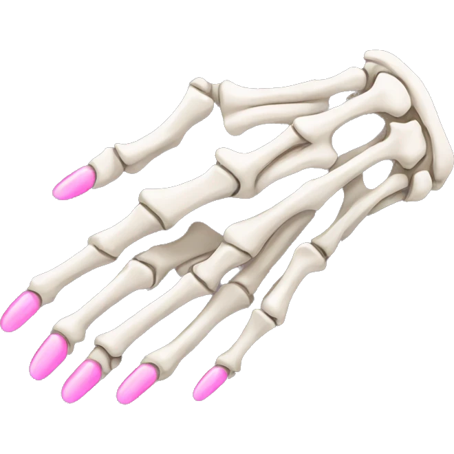 skeleton hand with long pink nails emoji