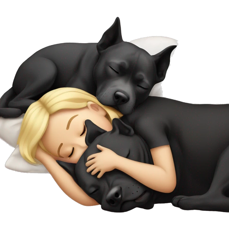 Blond girl sleeping with a black pitbull  emoji