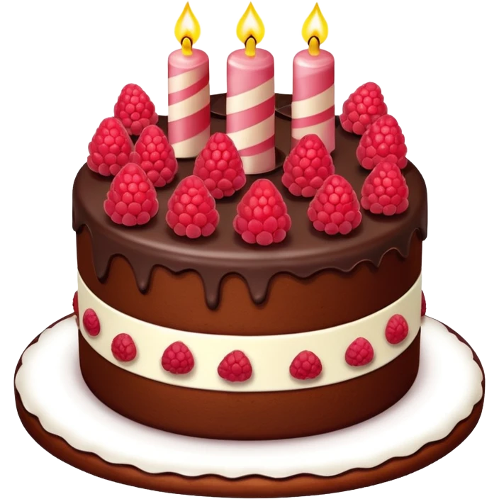 Chocolate Birthday Cake with raspberries emoji
