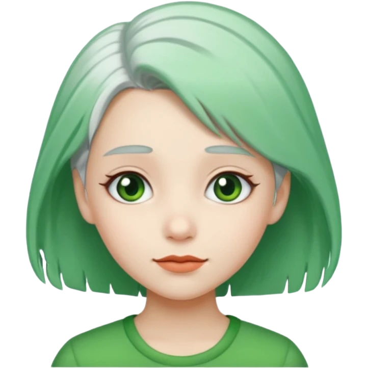 girl with green hair clip, white hair emoji