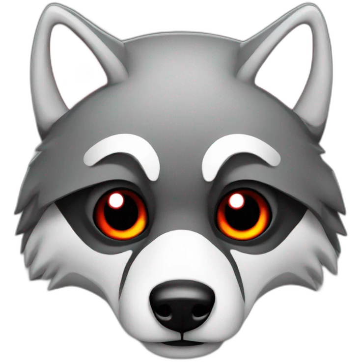 grey wolf with red eyes wearing a black hood emoji