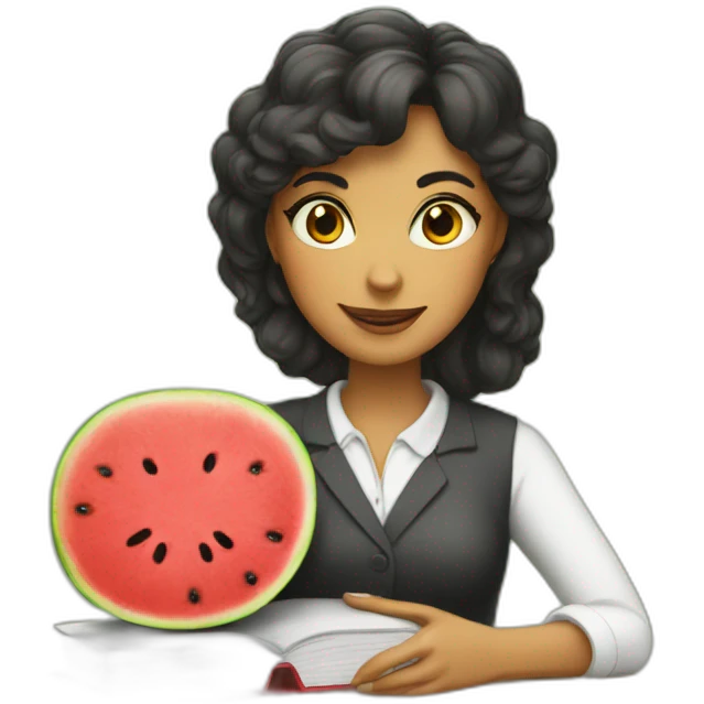 kat  teacher with a book and a watermelon emoji