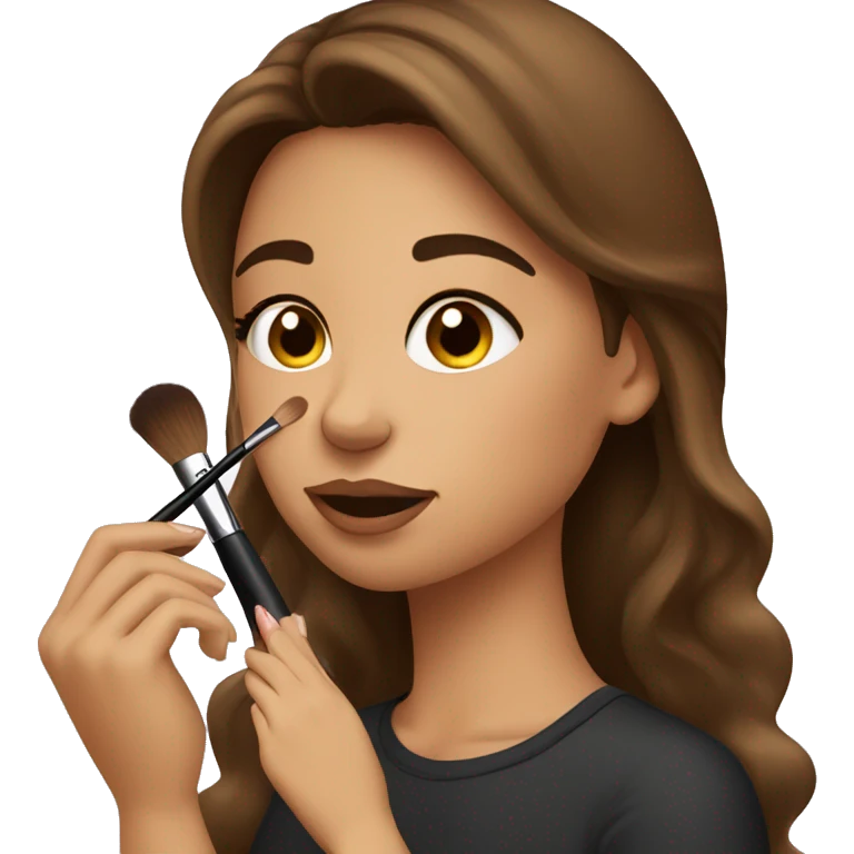 brown haired girl putting on makeup emoji