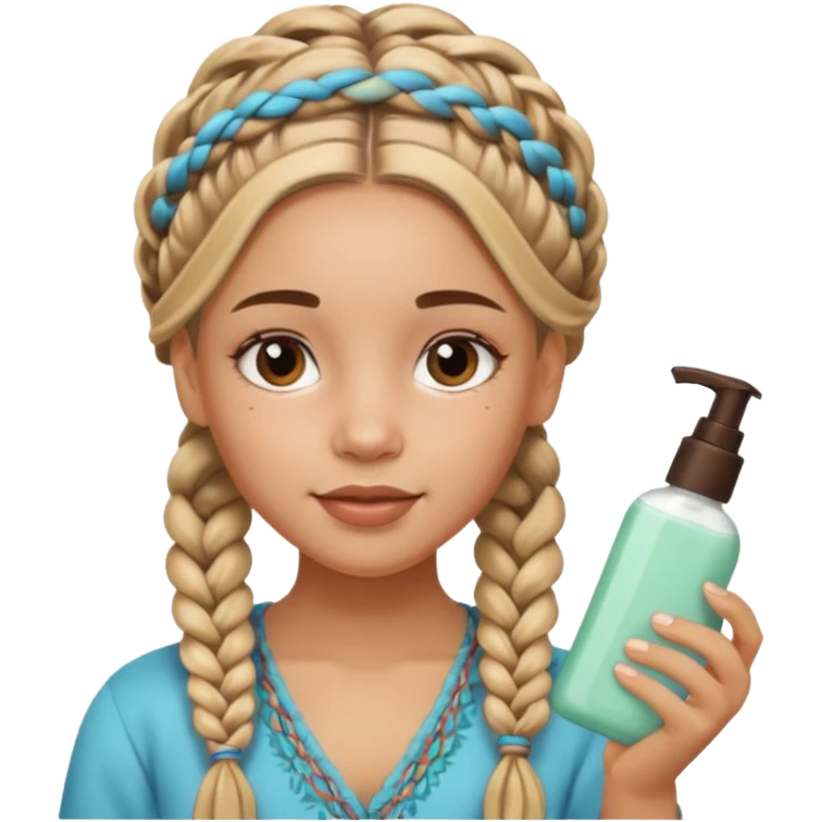 Carmel girl with boho braids  doing skincare emoji
