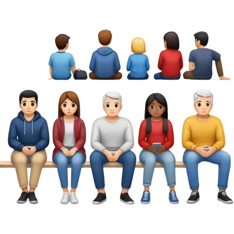 row of people facing away sitting  emoji
