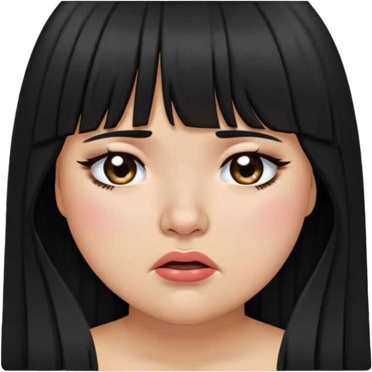 Latina girl with bangs black long hair plus size crying emoji