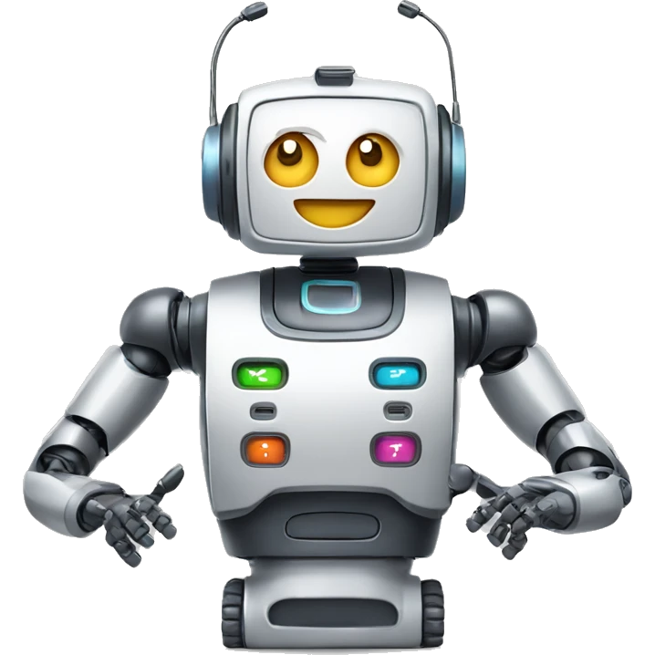 call center robot looks like friendly robot add AA battery icon on his chest emoji