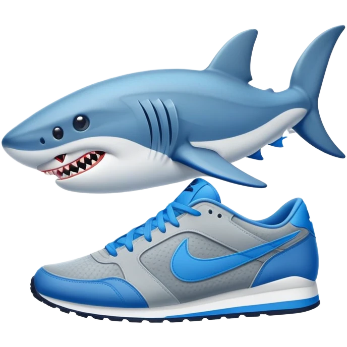Tiburón con zapatillas azules nike emoji