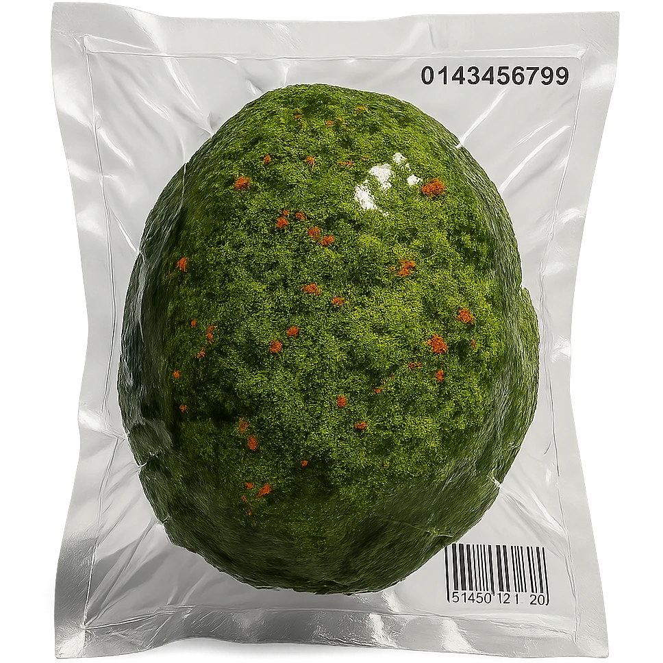 mossy rock with abundant moss and tiny colorful flowers, shiny and inflated emoji