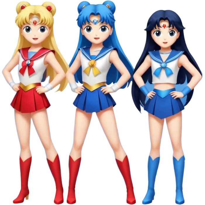 Sailor moon and sailor mercury and sailor mars and everyone doing a extremely dramatic transformation  emoji