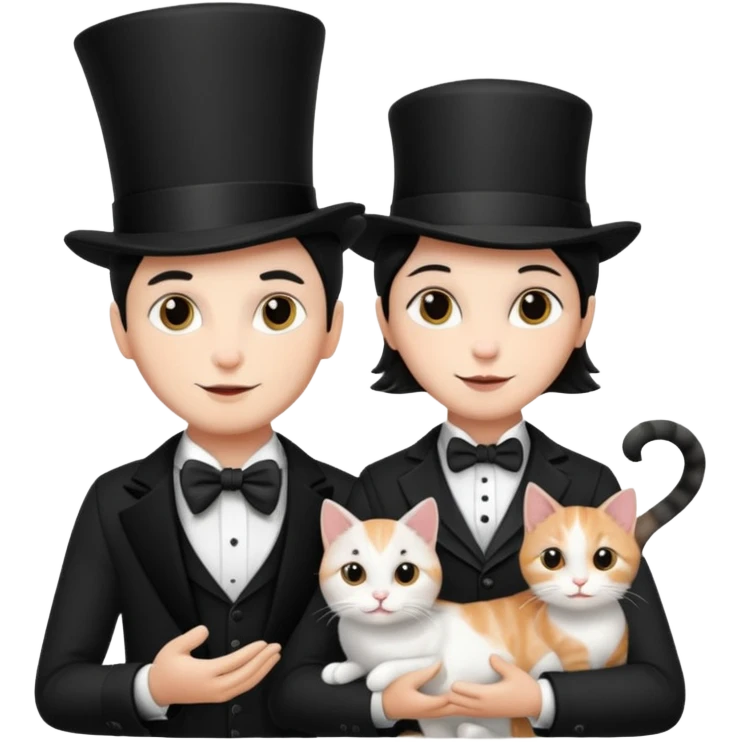 magician couple and their pet cat emoji