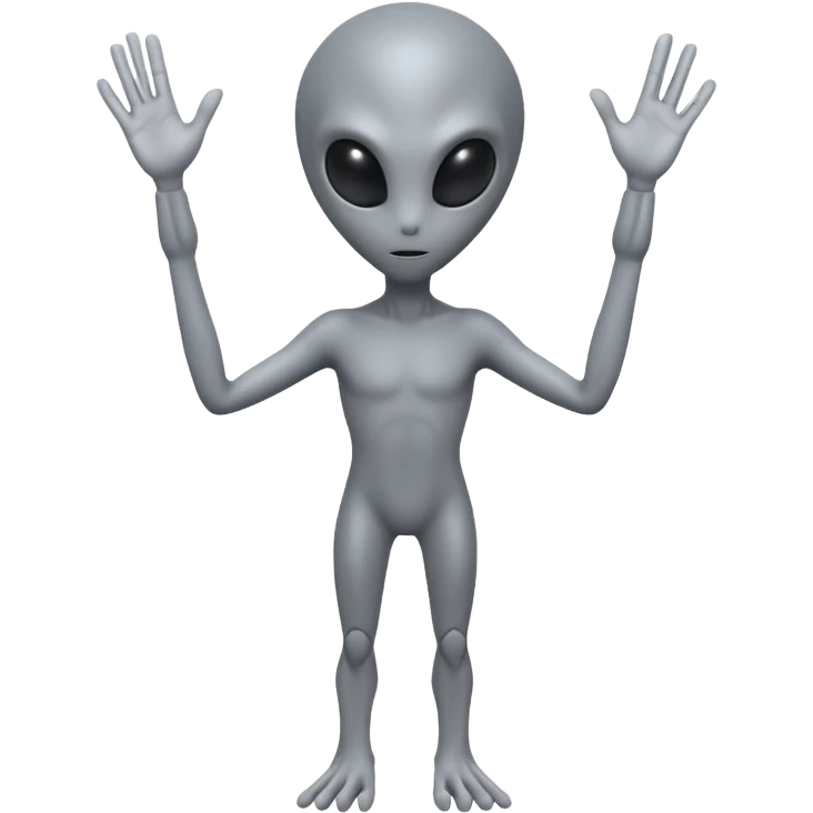 fullbody gray alien hands up backview emoji