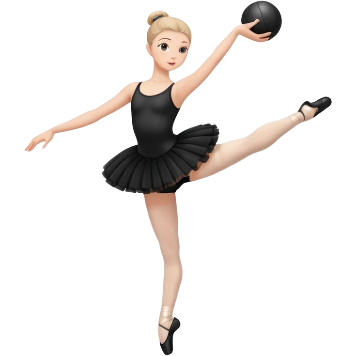 full body balet with black tutu holding ball emoji