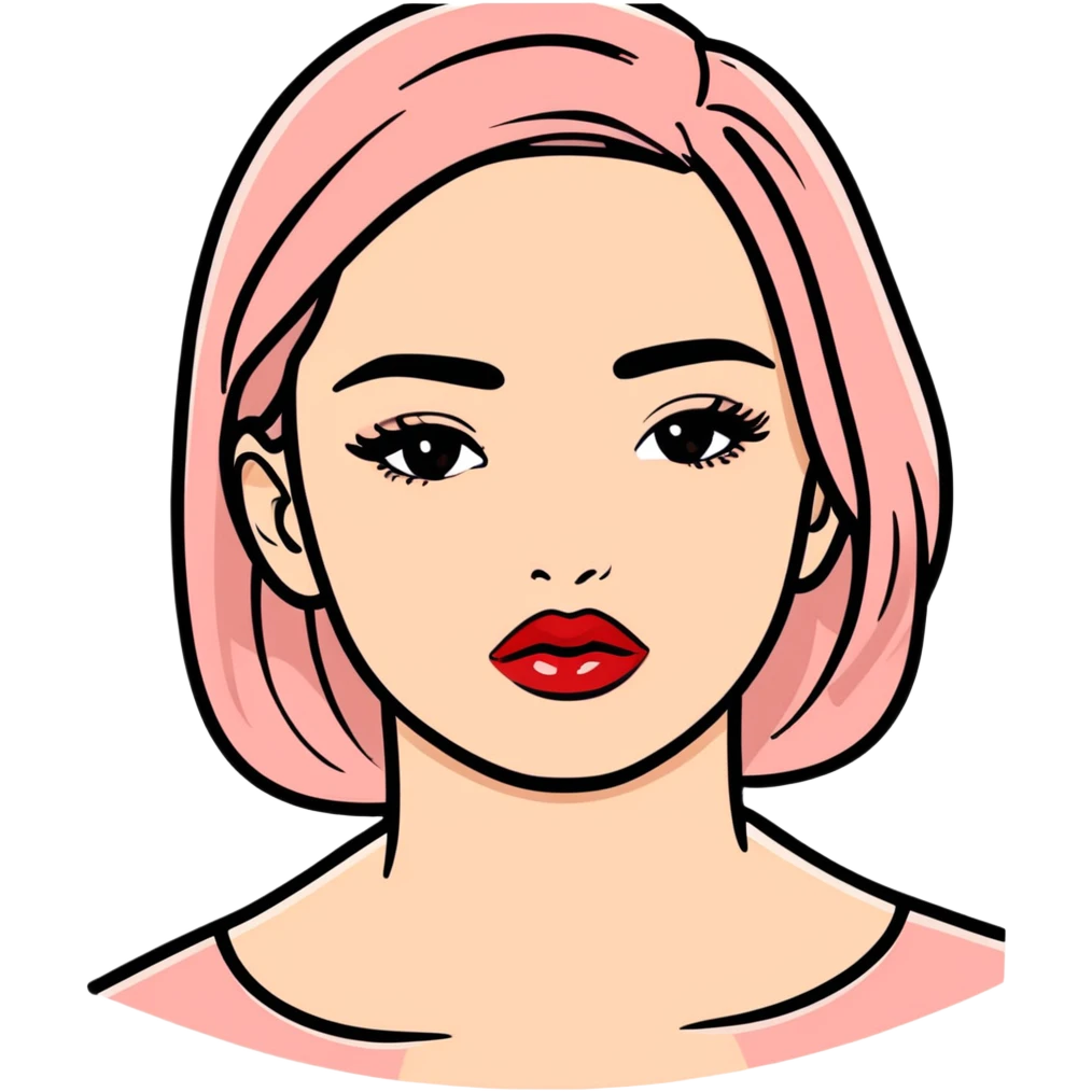 full glossy pouty baddie lips with lip liner emoji