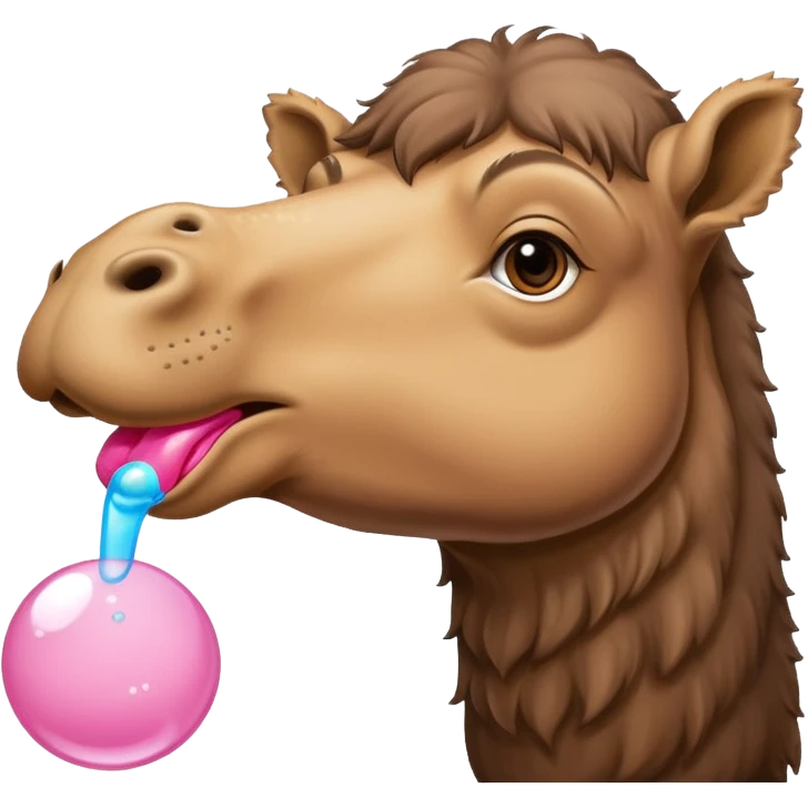 Humpback camel blowing bubble gum emoji