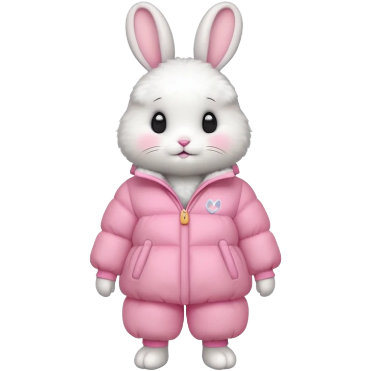 a full body of cute rabbit with puffer clothes emoji