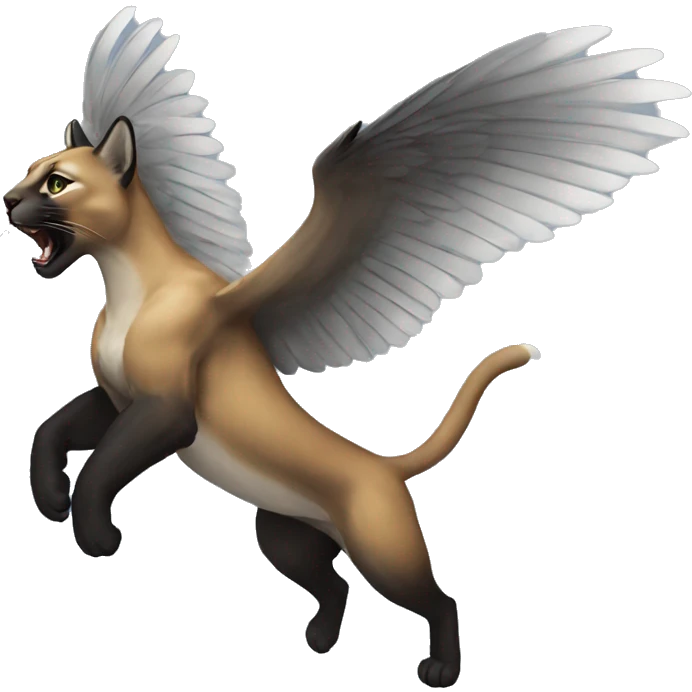 winged black puma flying emoji