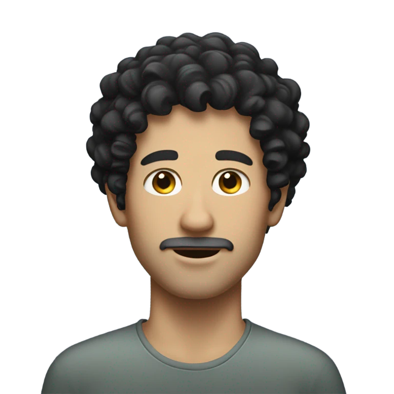 White man with curly black hair emoji