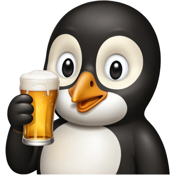 un pingouin réaliste qui boit une bière  emoji