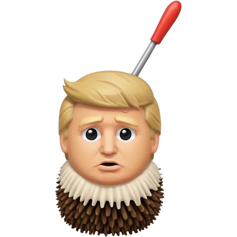 a donald trump shaped toilet brush with shit stains emoji