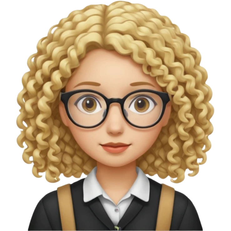 girl student , curly blone hair emoji