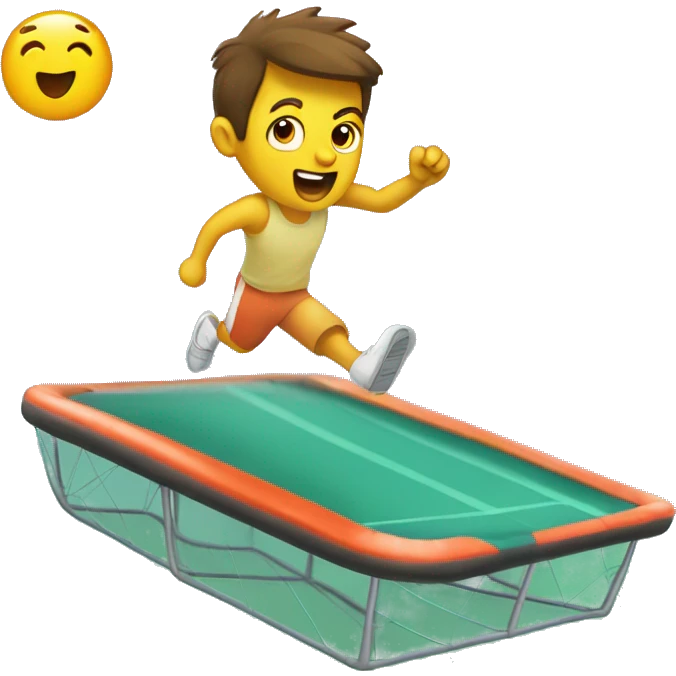 Człowiek skacze na trampolinie emoji