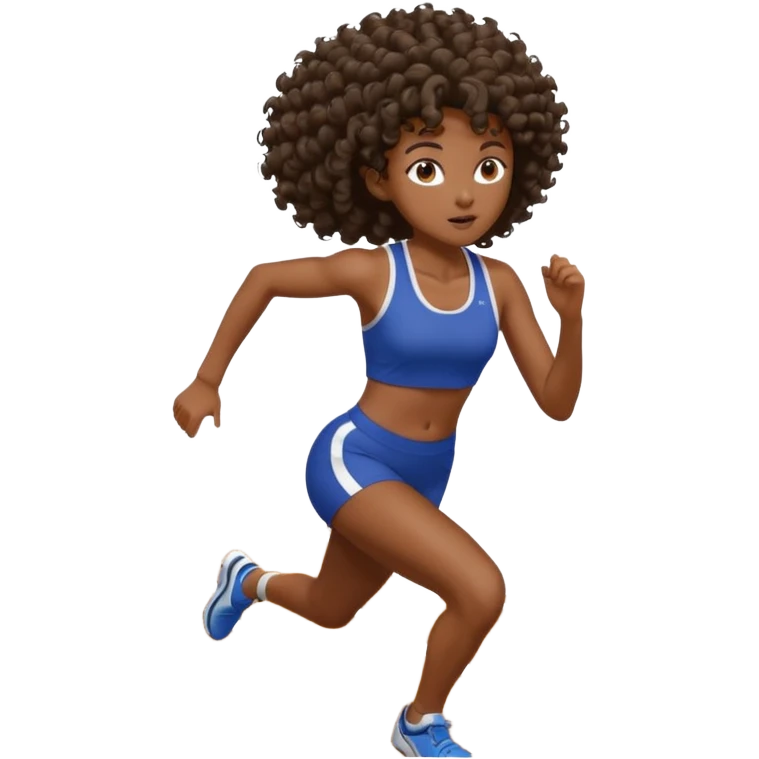 Treino de corrida mulher morena de cabelos cacheados caindo nas costas emoji