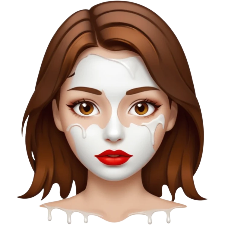 Brown Hair, Woman, white paint drip, face, hot, Sexy, lips emoji