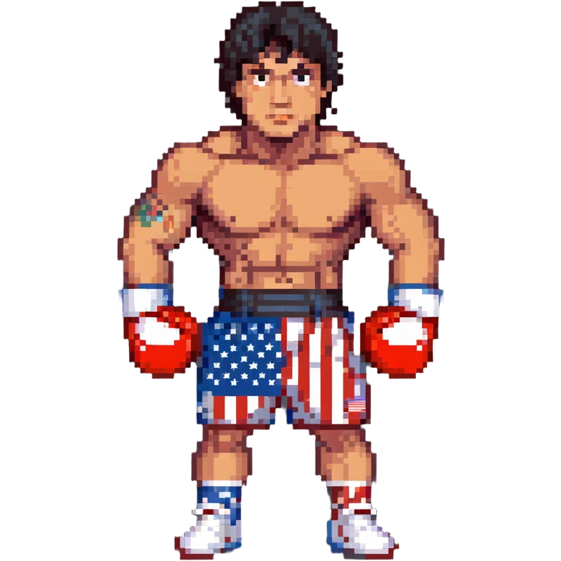 Rocky Balboa boxer with american flag shorts emoji