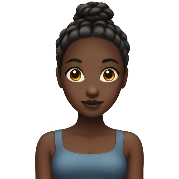 black darkskin girl with braids in a bun and big eyes emoji