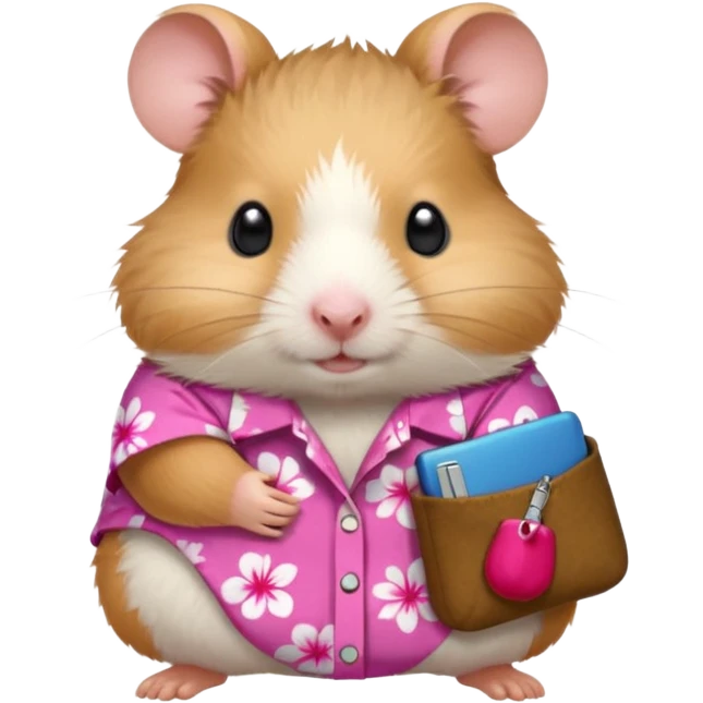 hamster, wearing pink aloha shirt. emoji