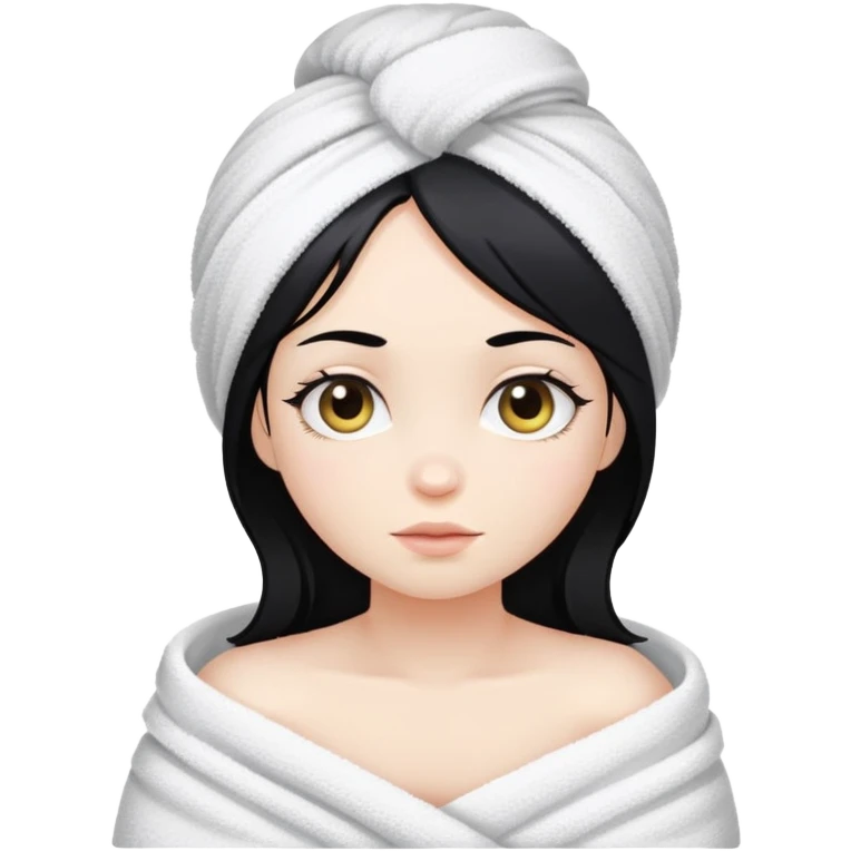 Girl with black hair and white skin after bath emoji