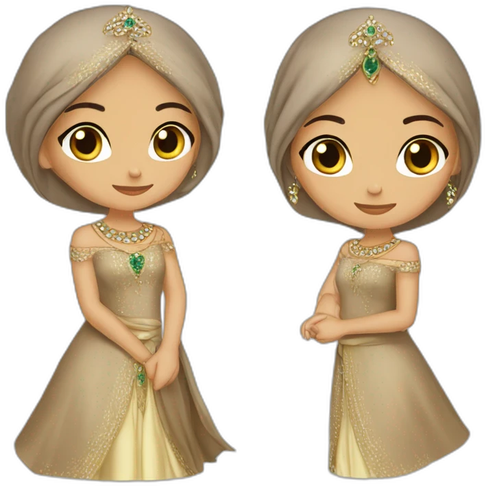 princesse arab brown hair jewerlery dress emoji